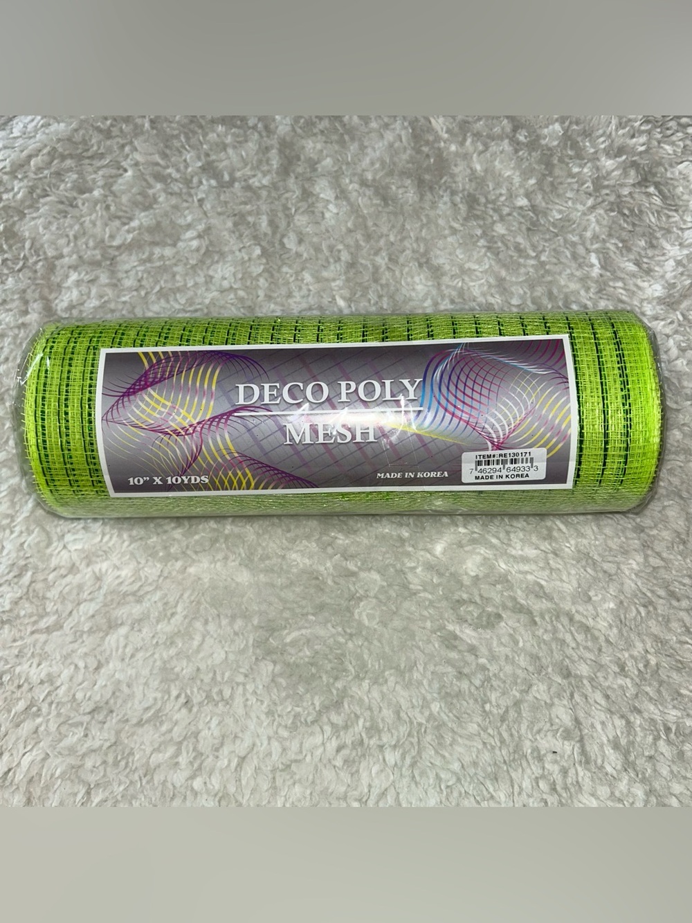 Deco Poly Mesh Lime Green With Lime Foil 10” x 10 Yards